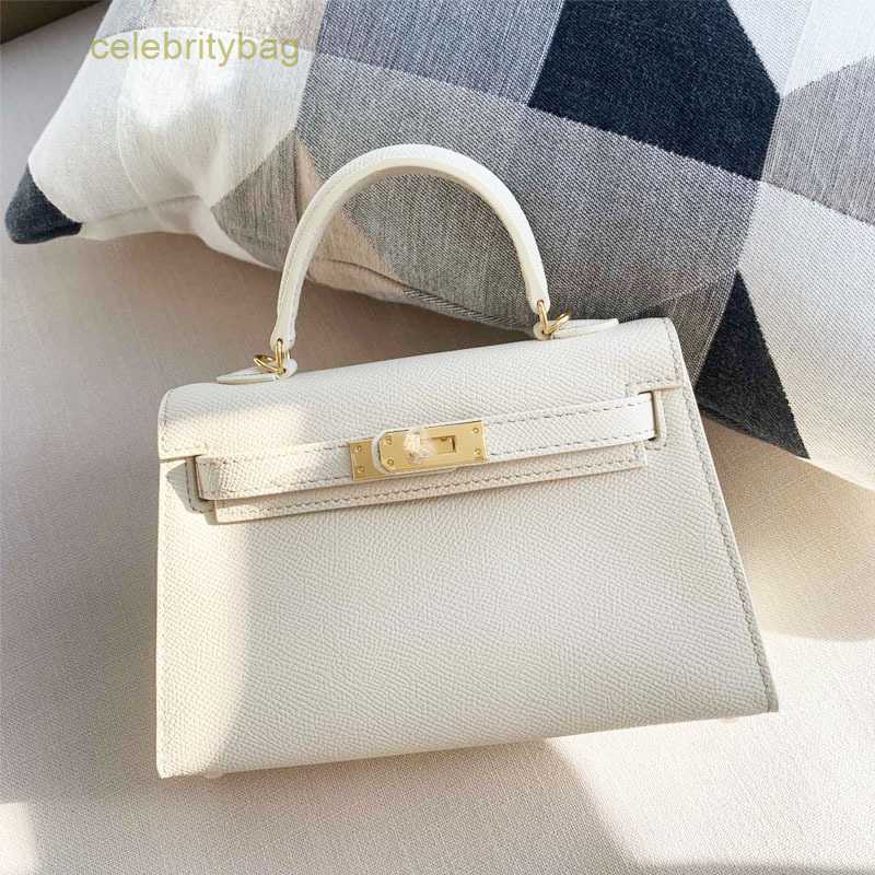 

Designer Kellies Handbags Hemres cowhide High palm texture print mini second generation women's cross grain body shoulder hand has logo BIXU, Milkshake white