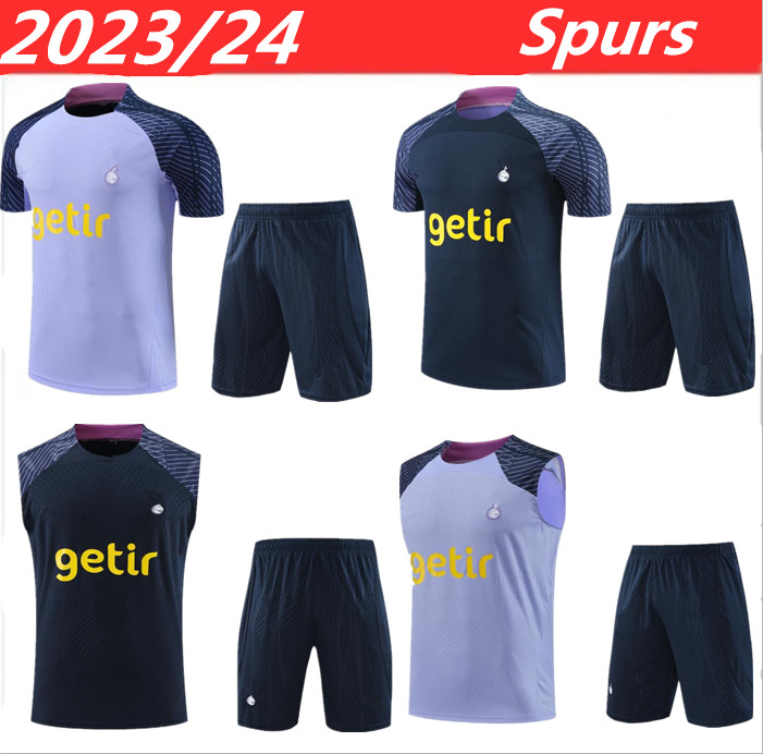 

23/24 Hot Spurs Short Sleeve Sportswear Football Set Training Shirt Tottenham shirts KANE Sportswear Football chandal futbol Adult Survival, Lavender