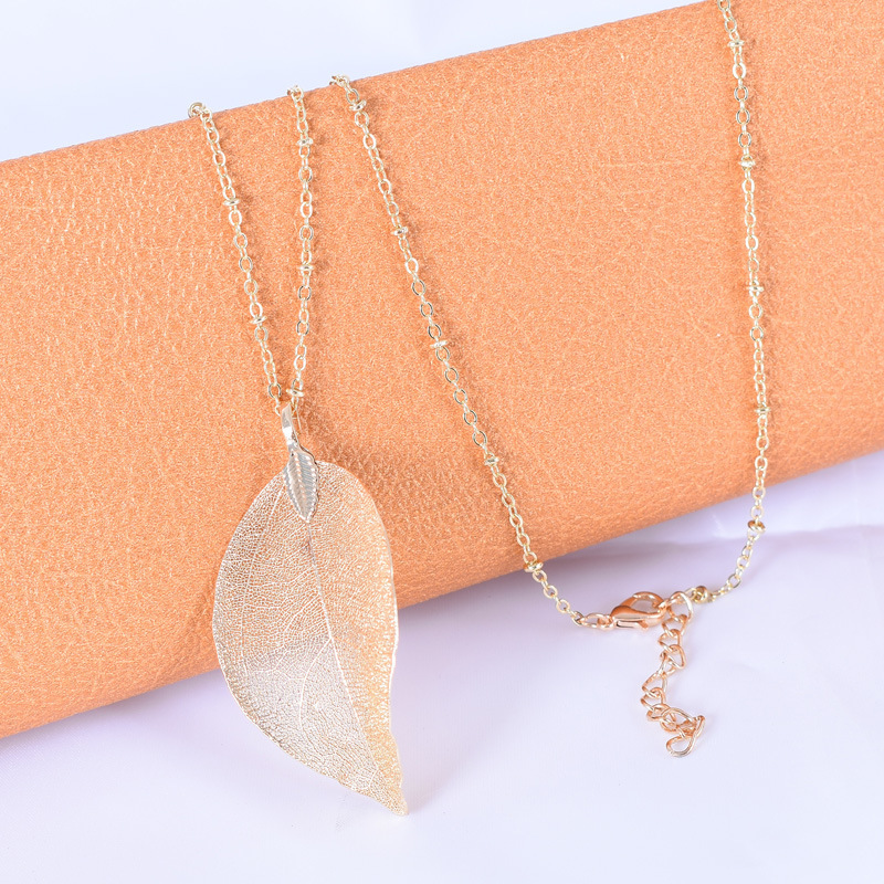 

Accessories fashion real leaf necklace women's simple hollowed out leaf sweater chain