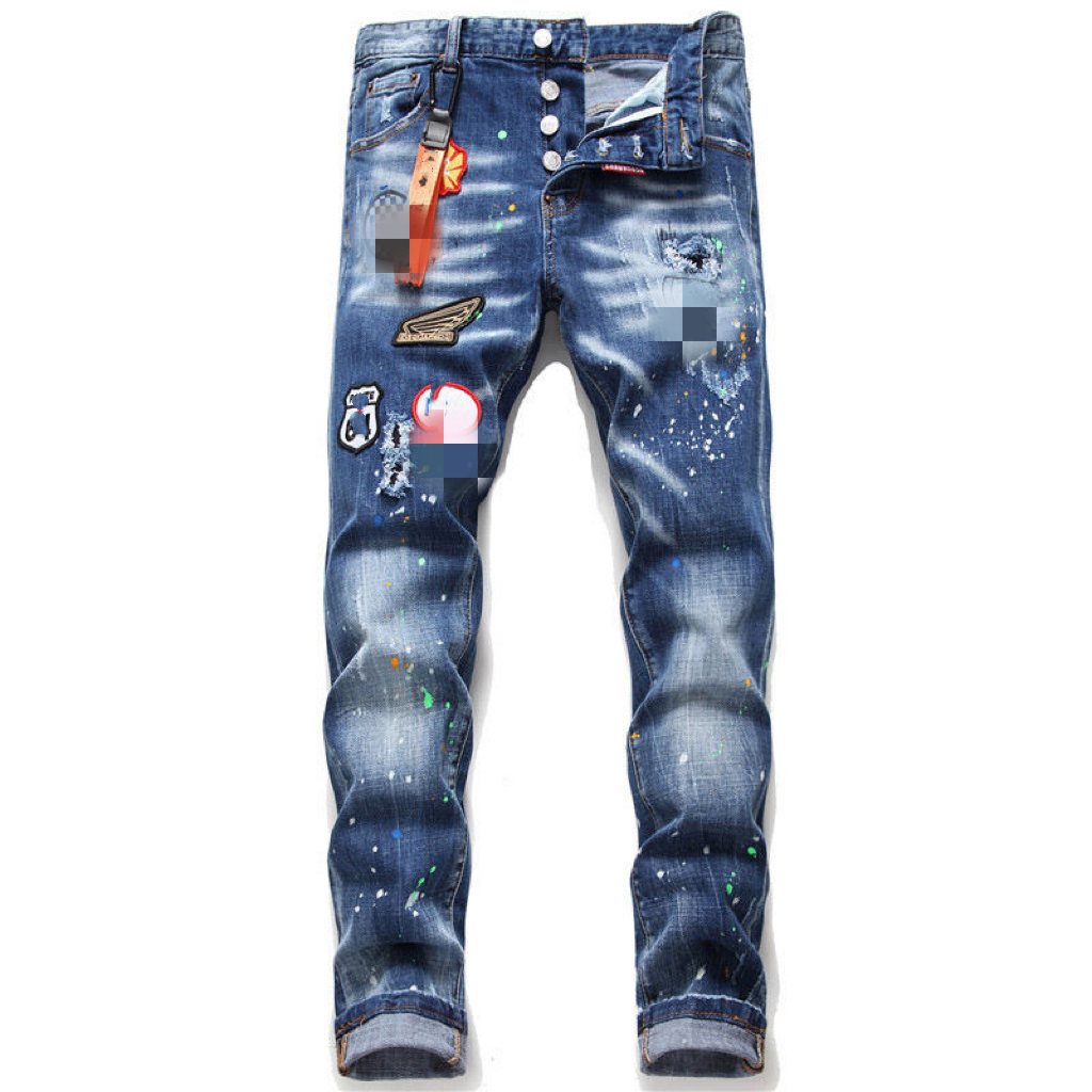 Mens mens jeans Stretch Designer Jeans Distressed Ripped Biker Slim Fit Washed Motorcycle Denim Men s Hip Hop Fashion Man Pants-image-847444634