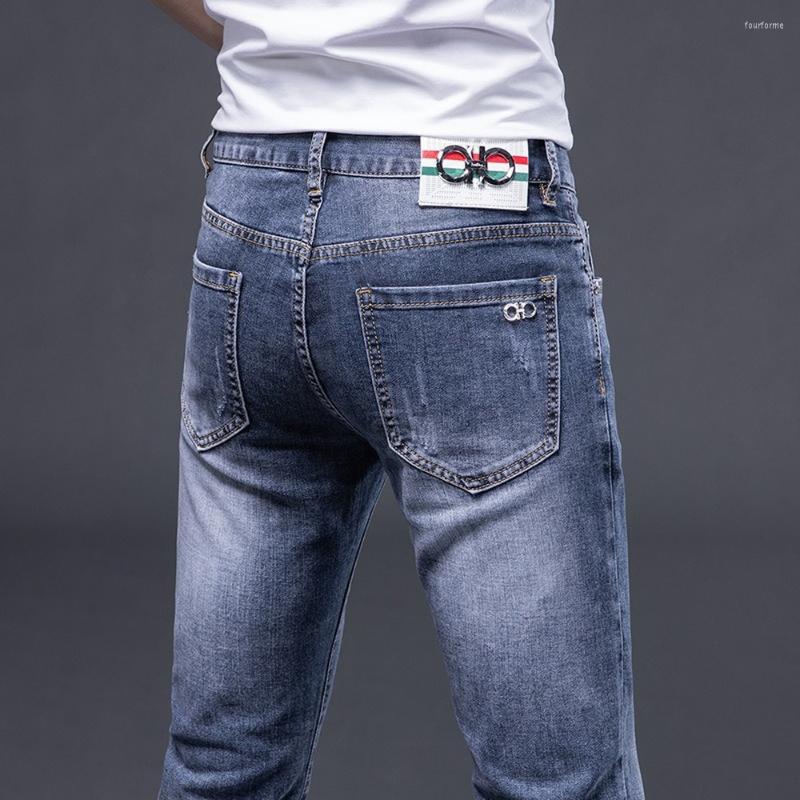 

Men's Jeans Fashion Brand Summer Spring Men's Trousers Straight Elastic Cotton Business Pant Classic Style Denim Man Pants, 8711
