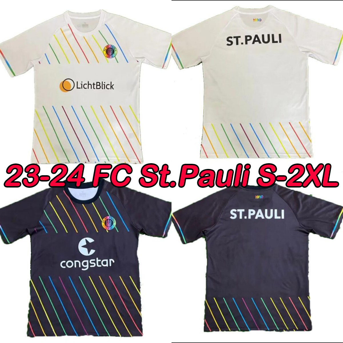 

2023 2024 ST Pauli Soccer Jerseys Home Away ST.Pauli BECKER 20 IRVINE 7 KYEREH 17 HARTEL 30 SMITH 8 PAQARADA 23 MEDIC 18 football shirt top, White