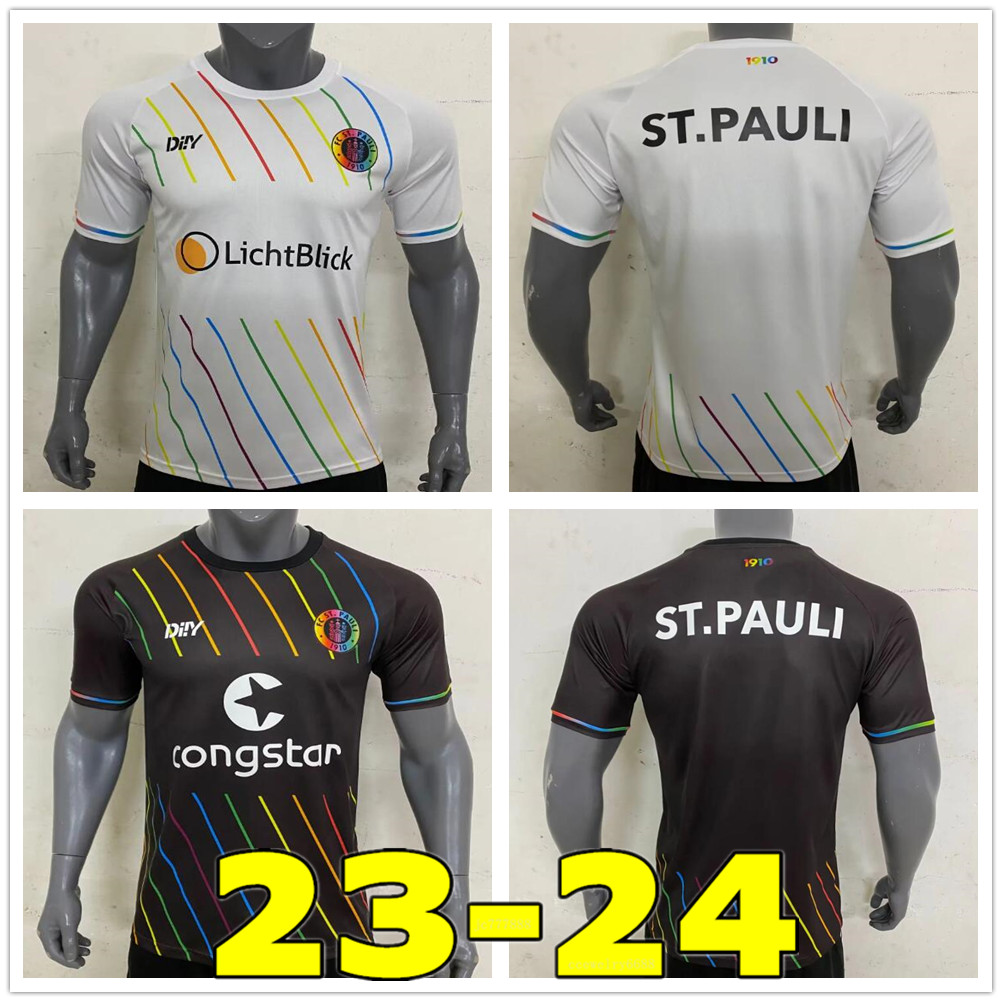 

2023 2024 FC St. Pauli soccer jerseys SALIAKAS NEMETH IRVINE HARTEL MEDIC 23 24 Men Home Away Football Shirt, Black