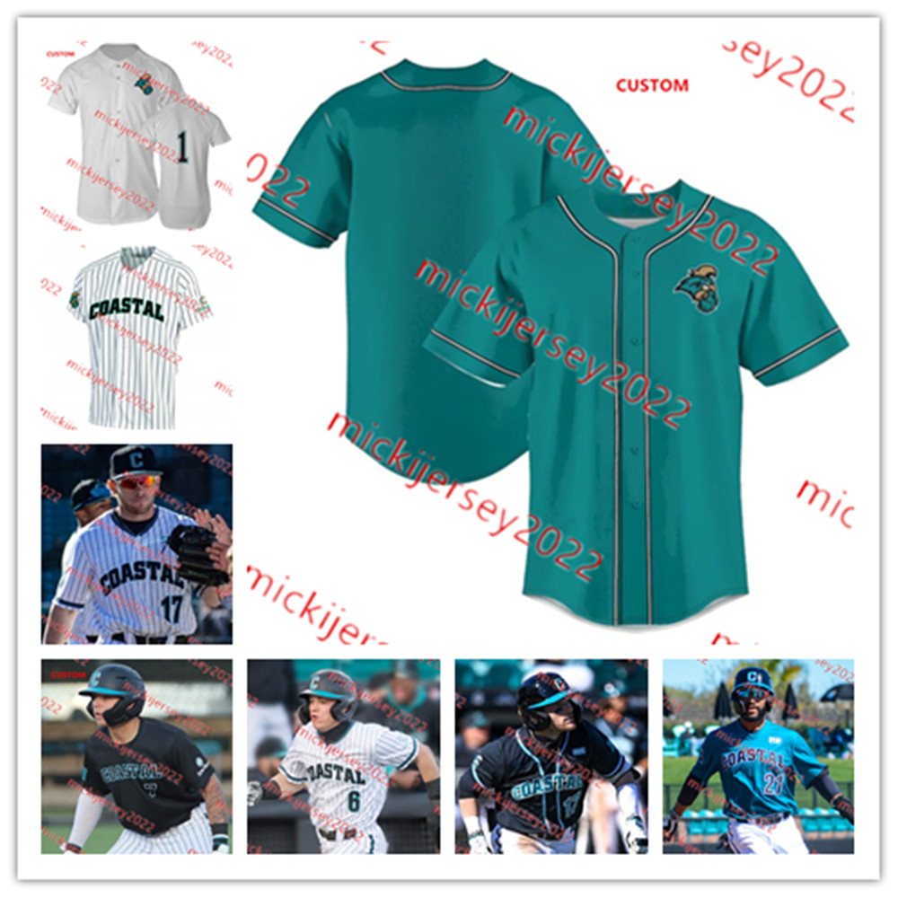 

Graham Brown Derek Bender Coastal Carolina Baseball Jersey Payton Eeles Custom Mens Youth Caden Bodine Nick Lucky Chad Born Coastal Carolina Chanticleers Jerseys, Black button