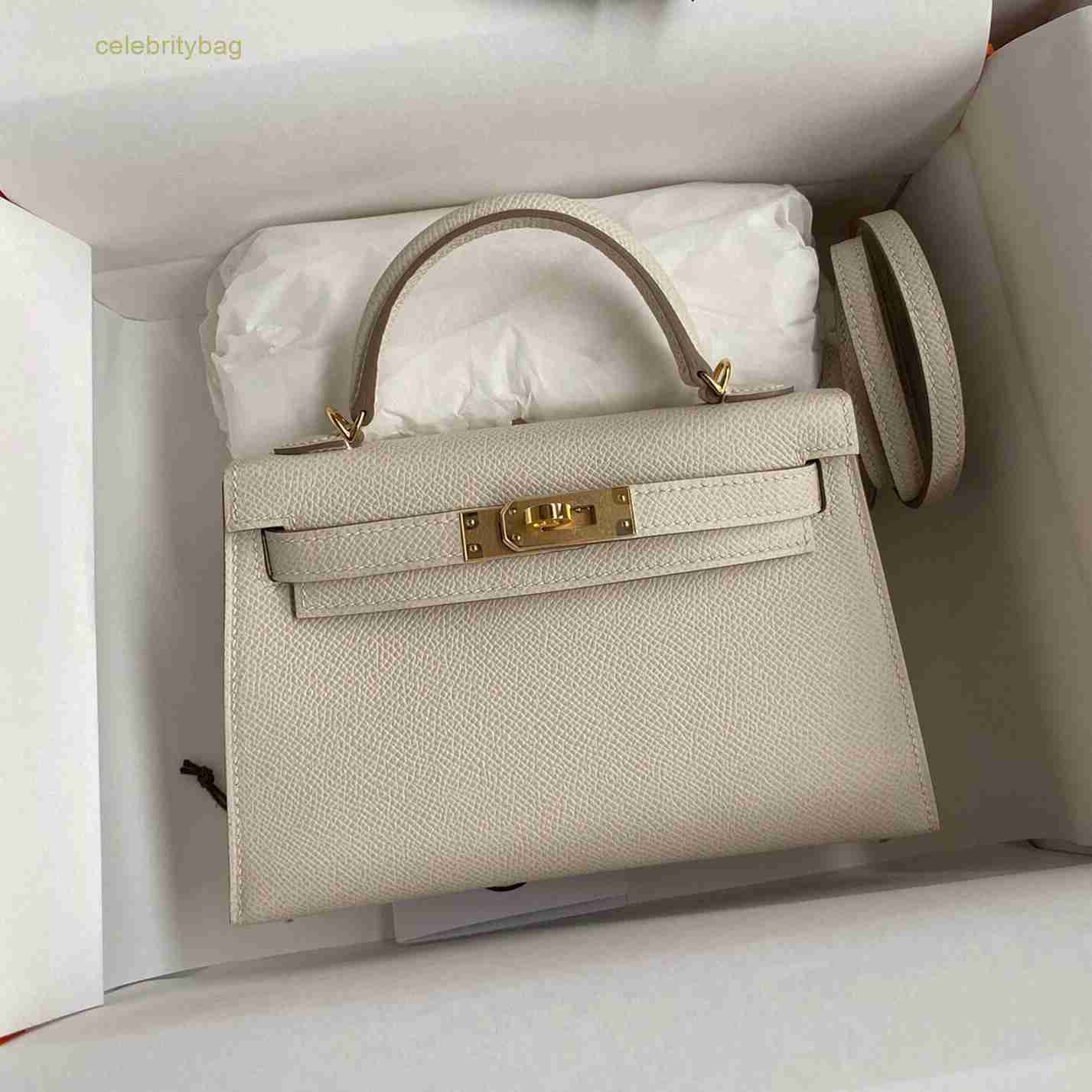 

Designer Kellies Handbags Hemres generation Second Mini Cowhide leather small One shoulder messenger Classic women's Versatile has logo MGIK, Milkshake white hand pattern