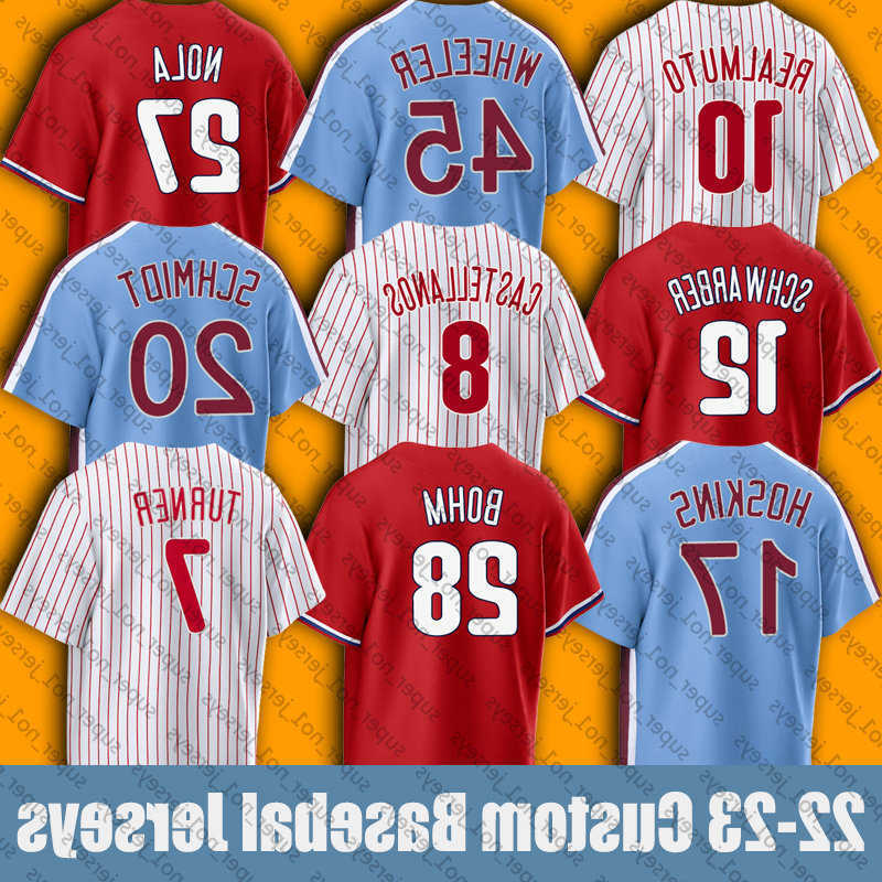 

7 Trea Turner Baseball Jersey Philadelphia Bryce JT Realmuto Harper Phillies Aaron Nola Rhys Hoskins Alec Bohm Jerseys Kyle Schwarber Taijua, Man custom jersey (fcr)