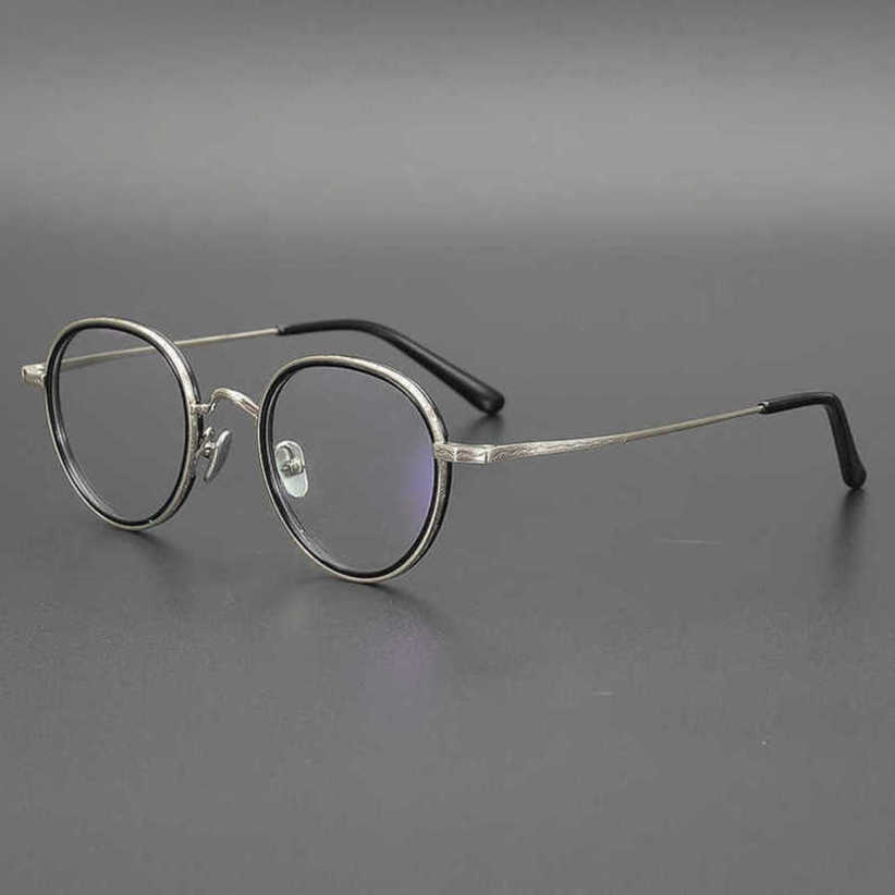 

Luxury designer summer sunglasses Japanese handmade Fengling grass carved pure titanium glasses Republic of China style Xu Zhimo small round frame
