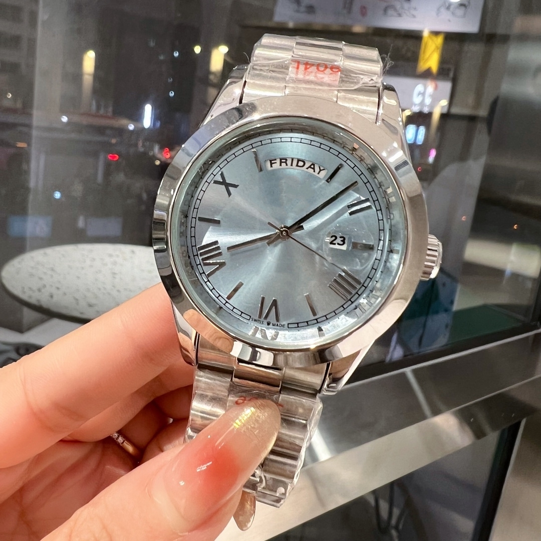 

2023 Brand Classic day-date 41mm Men's automatic sports watches quartz movement luminous face refined stainless steel Wristwatches d11