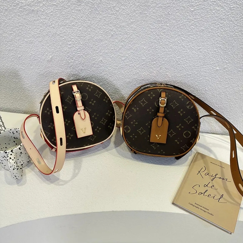 Round bag crossbody bags PETITE BOITE CHAPEAU Christmas old flower purse handbag tote beach bag leather woman shop bag classic flap designer hand