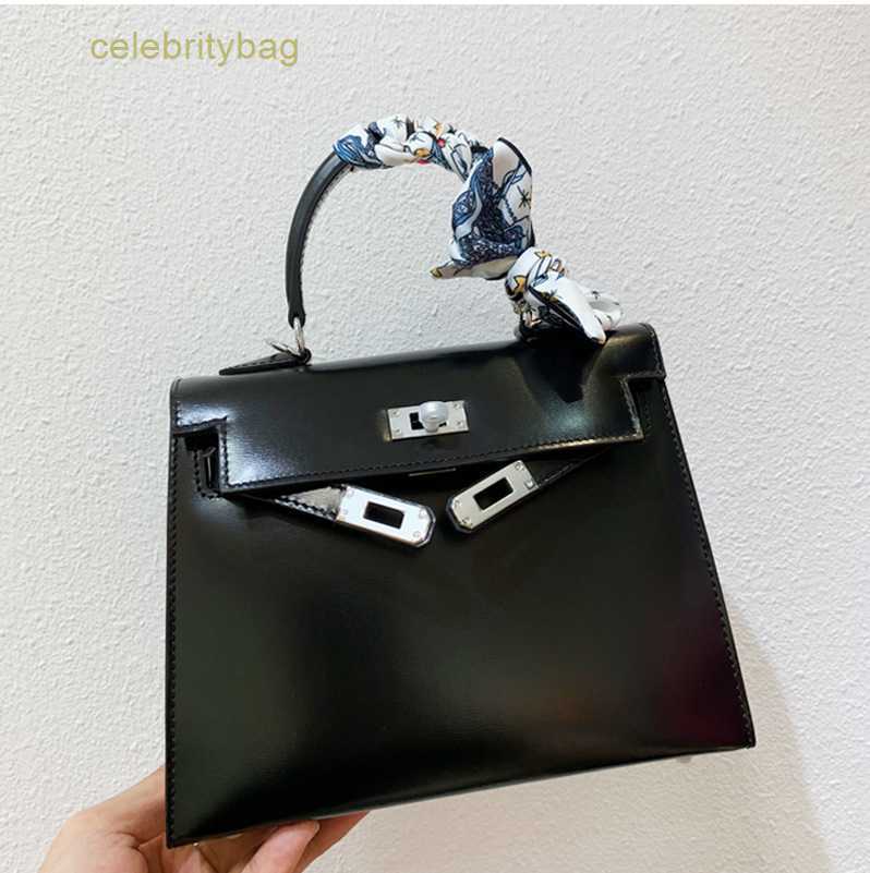 

Designer Kellies Handbags Hemres second-generation BOX with silver buckle Kangkang smooth leather hand single shoulder crossbody women's mini small has logo W2OU, Black 2nd generation 19cm (silver)