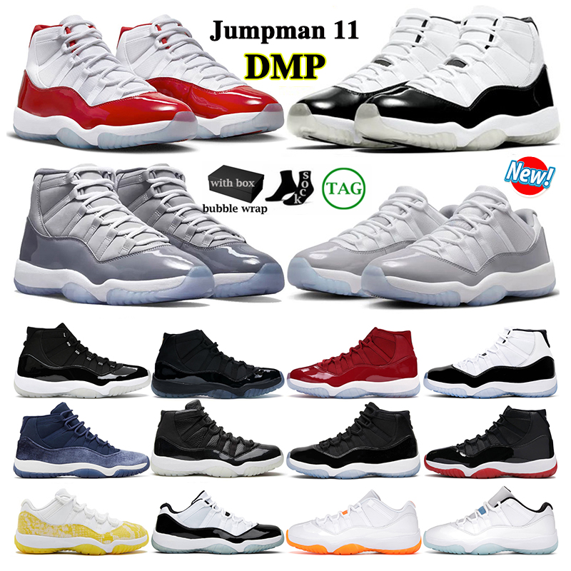 

100% with box cement grey 11 Basketball Shoes Jumpman 11s DMP Men Women Cherry Low Cool Grey Bred concord 11 Yellow Snakeskin Pure Violet Mens Trainers Sport Sneakers