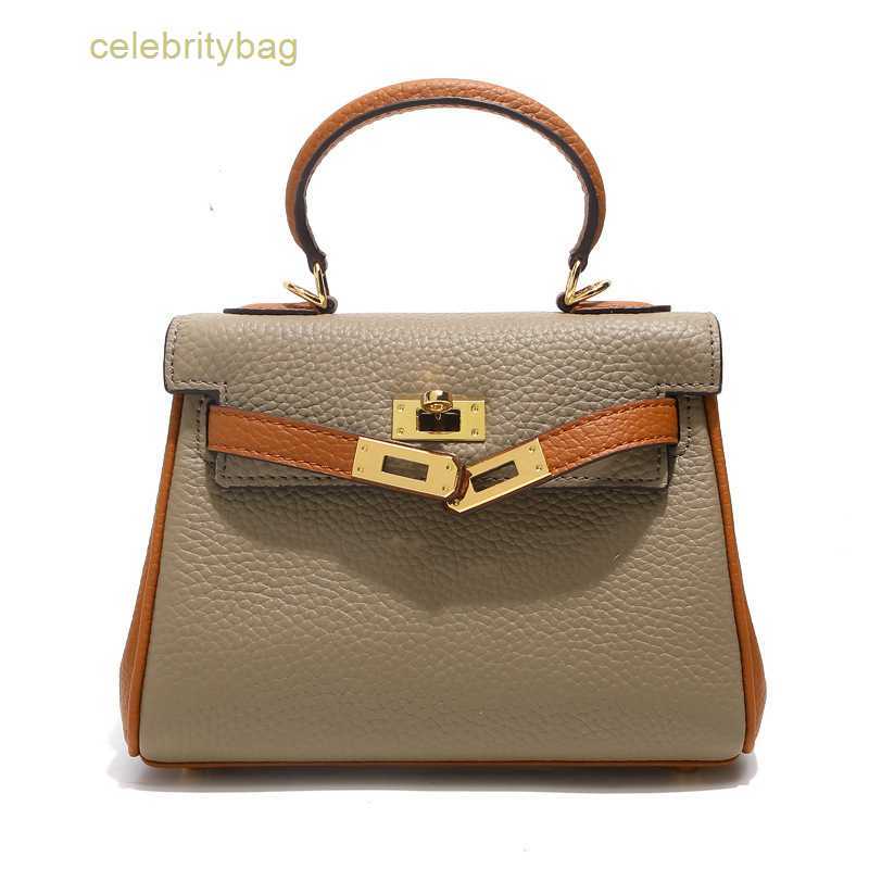

Designer Kellies Handbags Hemres leather women's Genuine color matching mini small 2023 new lychee pattern cross body hand 1 has logo JBWG, Grey and brown