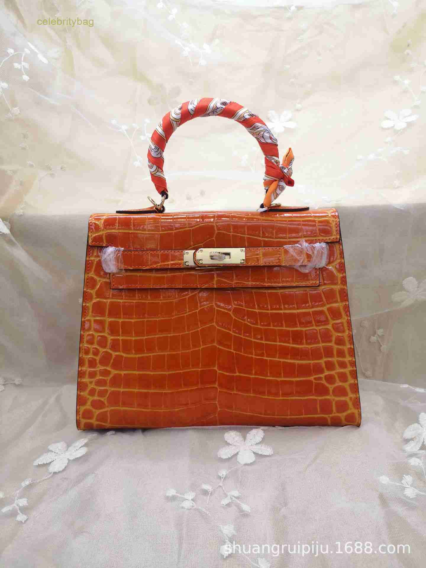 

Designer Kellies Handbags Hemres second-generation High-grade leather women's 2023 new alligator pattern high-quality hand single-shoulder cross-body has logo 1HU7, Bright red