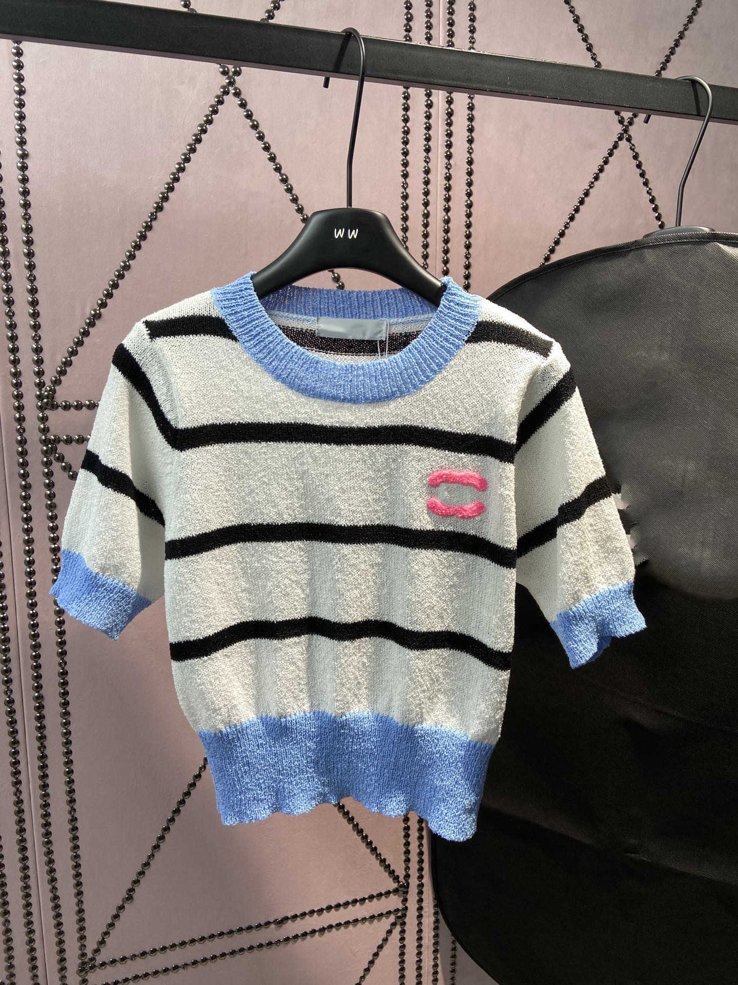 

23ss Womens T-Shirt designer clothes women tee tops Round neck Color matching fringe Knitted short sleeve T-shirt top High quality clothes, 17