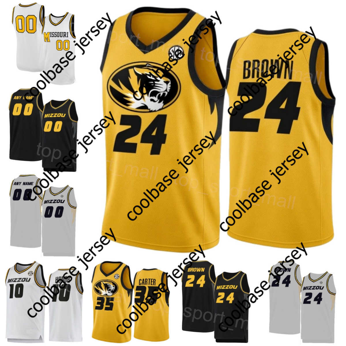 

College Missouri Tigers Jersey Basketball 24 Brown 5 DMoi Hodge 4 DeAndre Gholston 11 Isiaih Mosley 35 Noah Carter 10 Nick Honor 55 Sean East II University NCAA, Navy blue