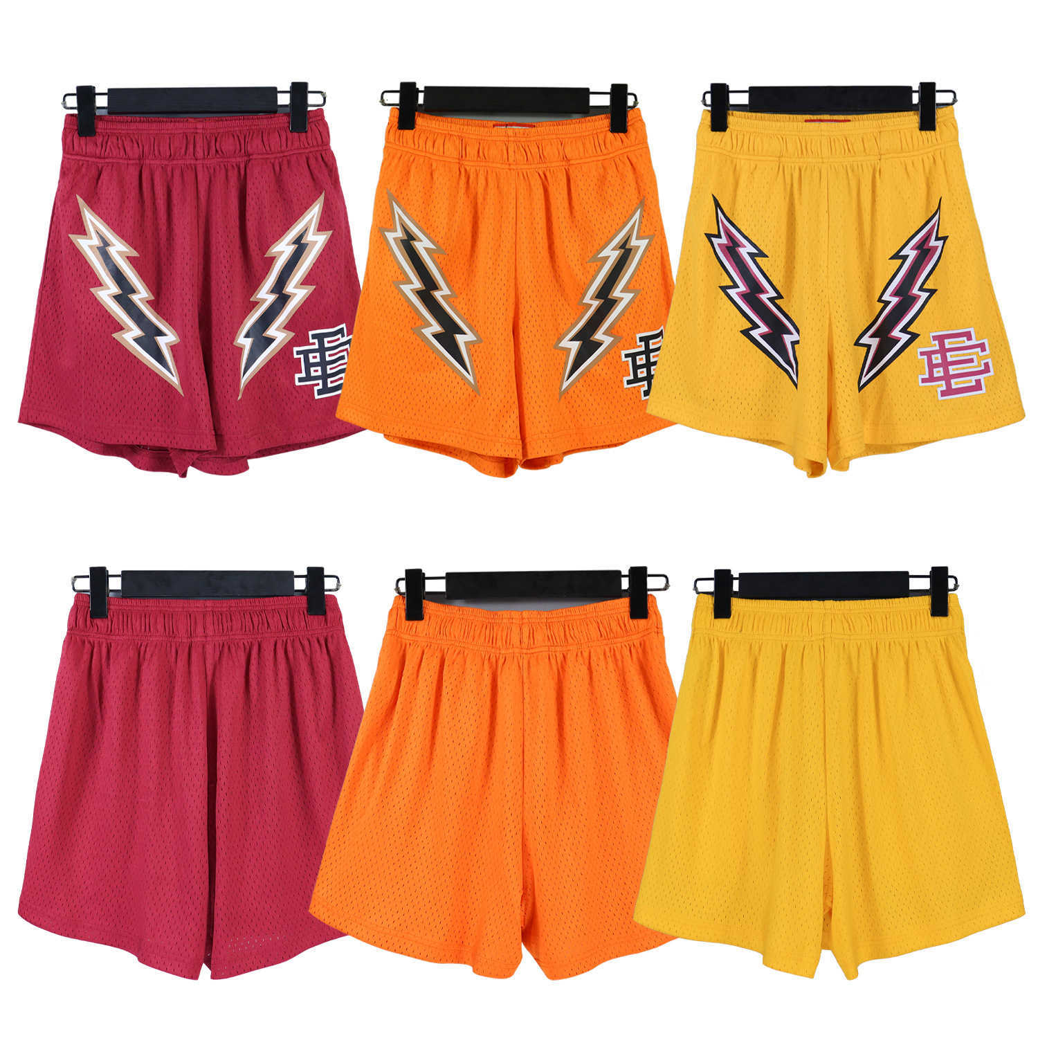 

Eric Emanuel 23 New Ee Shorts Casual Pants Ins Printed Loose Mesh Breathable Basketball Running Quarter Summer, Orange-red