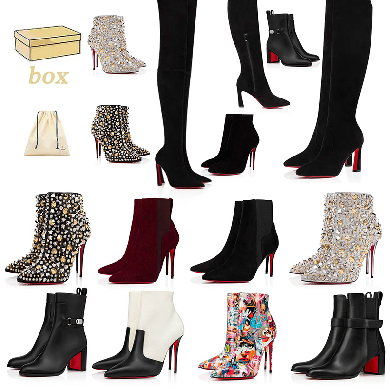 With Box Dust Bag Top quality red bottom heels designer heels loafers des chaussures Over The Knee Boot Lady Sexy Pointed-Toe Pumps Style Boot Ankle