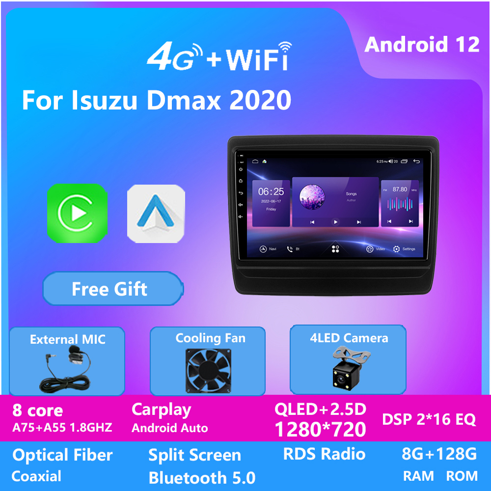 

9 Inch Car GPS Video Navigation Built In Wifi Carplay Android 12 Radio Player for ISUZU DMAX-2020 8 Core