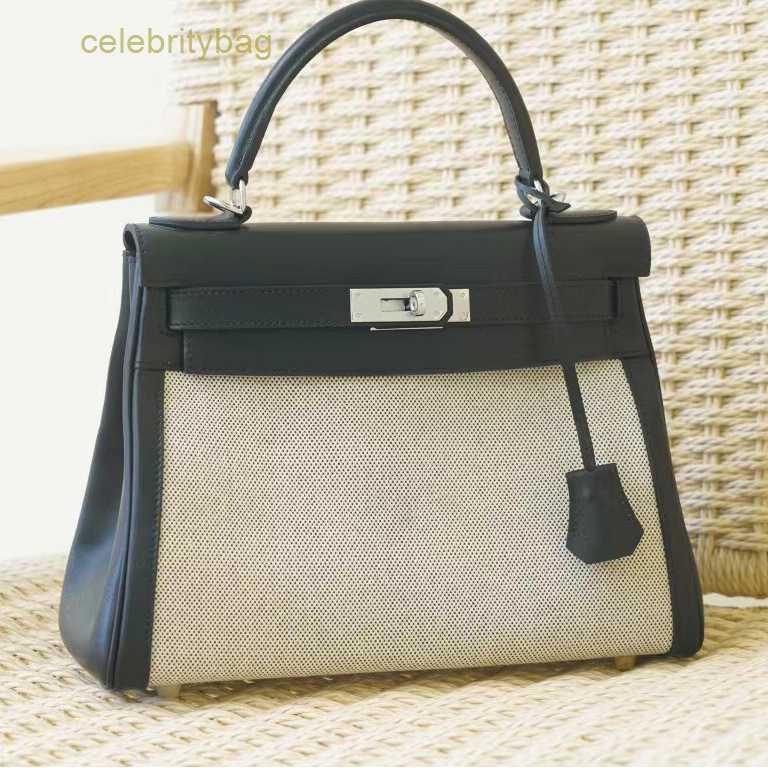 

Designer Kellies Handbags Hemres final version New Middle High Ancient Canvas Bag Color Contrast Cowhide Shoulder Casual Handbag Fashion Women's has logo EKER, Black6