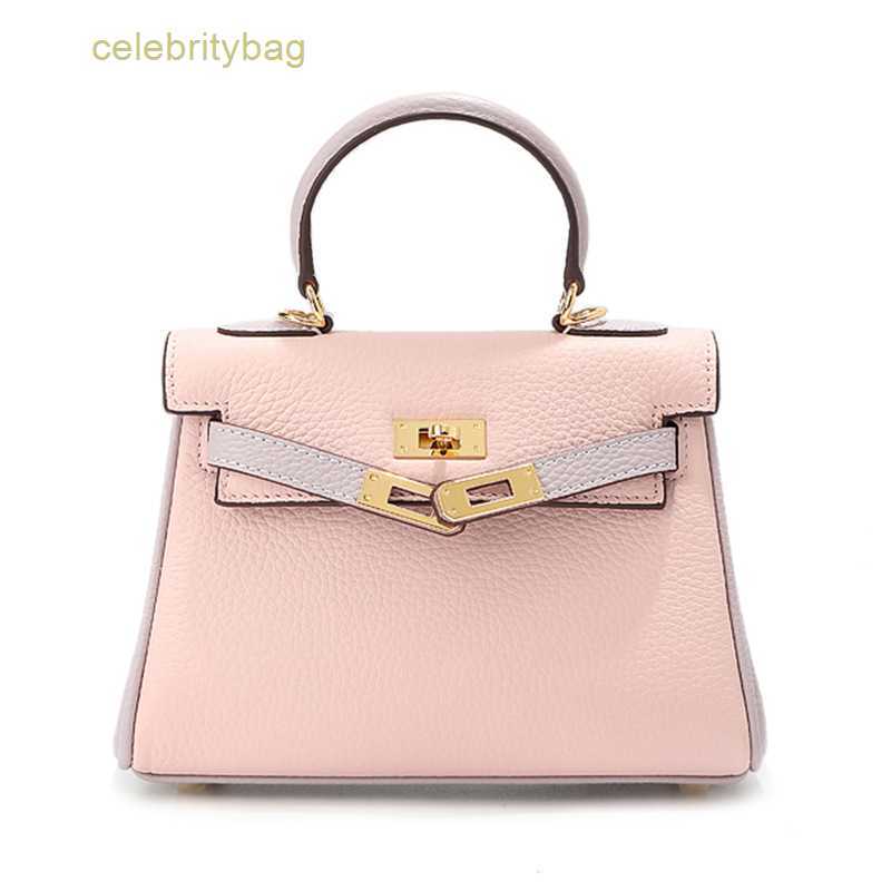 

Designer Kellies Handbags Hemres women's Genuine leather color matching mini small 2023 new lychee pattern cross body hand has logo A89N, Grey and brown