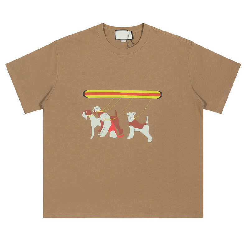 

2023 Dog Printed Tee Fashion Highstreet Man Women T-shirt Oversize Style FZTX2428, Khaki