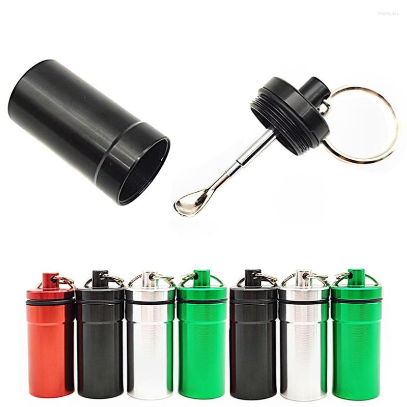 

Storage Bottles Mini Snuff Metal Sniffer With Spoon Key Ring Sealed Waterproof Snorter Case Smoking Accessories