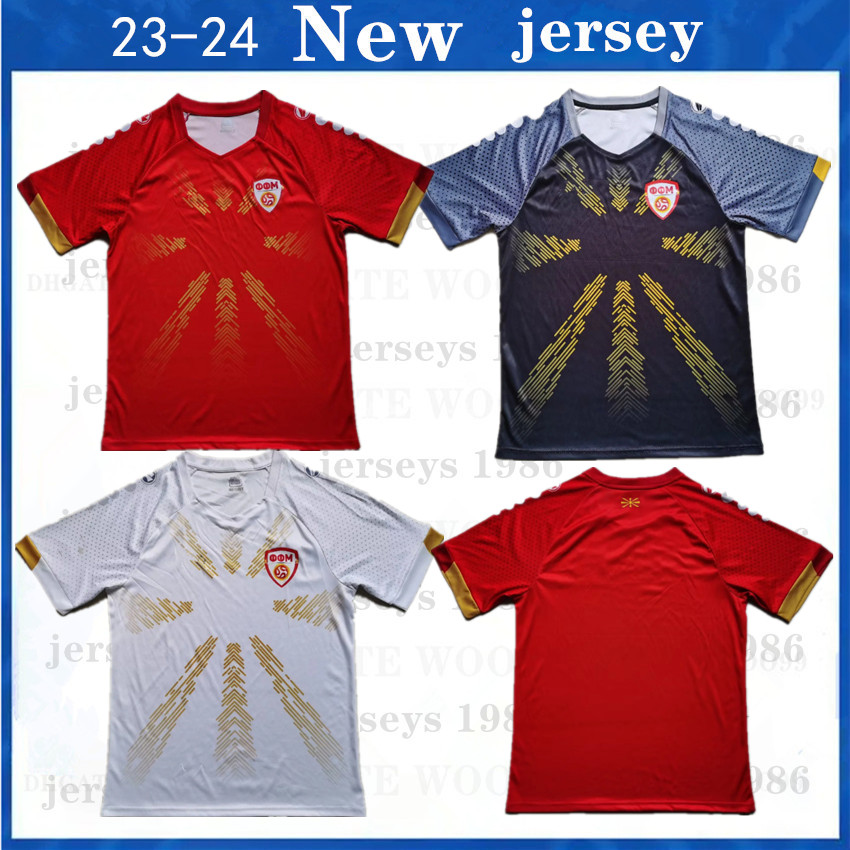 

2023 24 North Macedonia soccer jerseys ELMAS ALIOSKI PANDEV TRAJKOVSKI JAHOVIC RISTOVSKI MUSLIU 2023 2024 North Macedonia Home Away Men kit football shirt