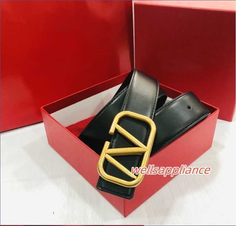 

Men Women Designers Belts Classic fashion luxury casual letter smooth buckle womens mens Valentinoity belt width 3.8cm with box, Red