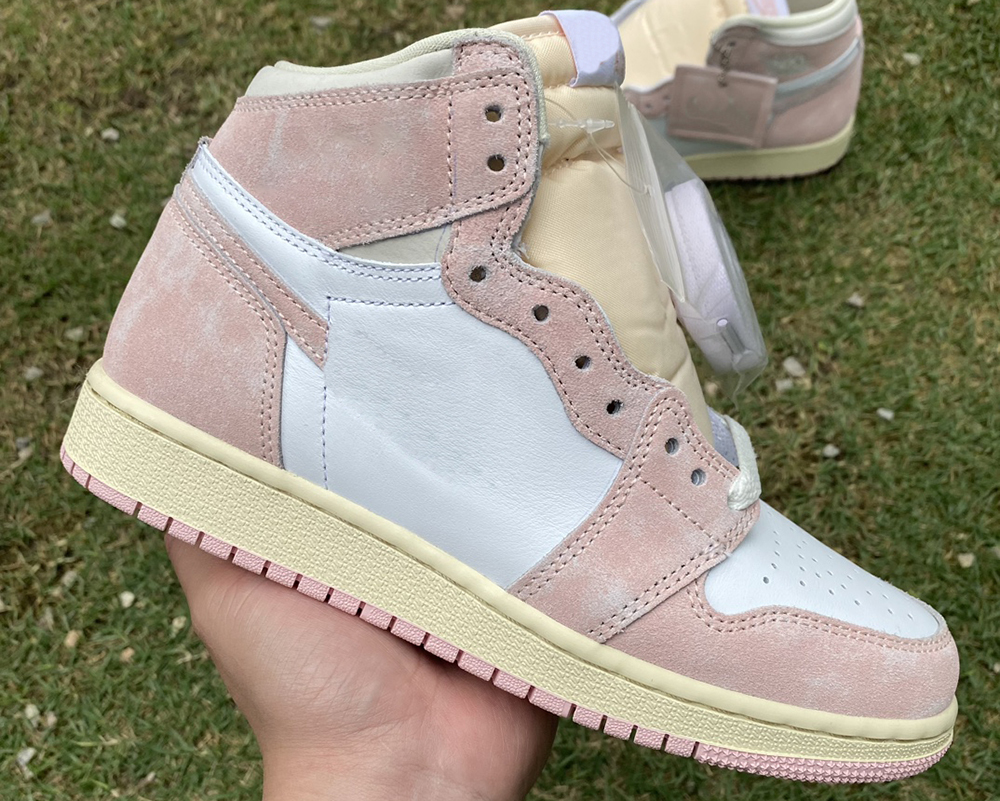 

Basketball Shoes Jumpman 1 High OG WMNS Washed Pink 1s Atmosphere/White-Muslin-Sail Outdoor Sports Sneaker With Box, #1