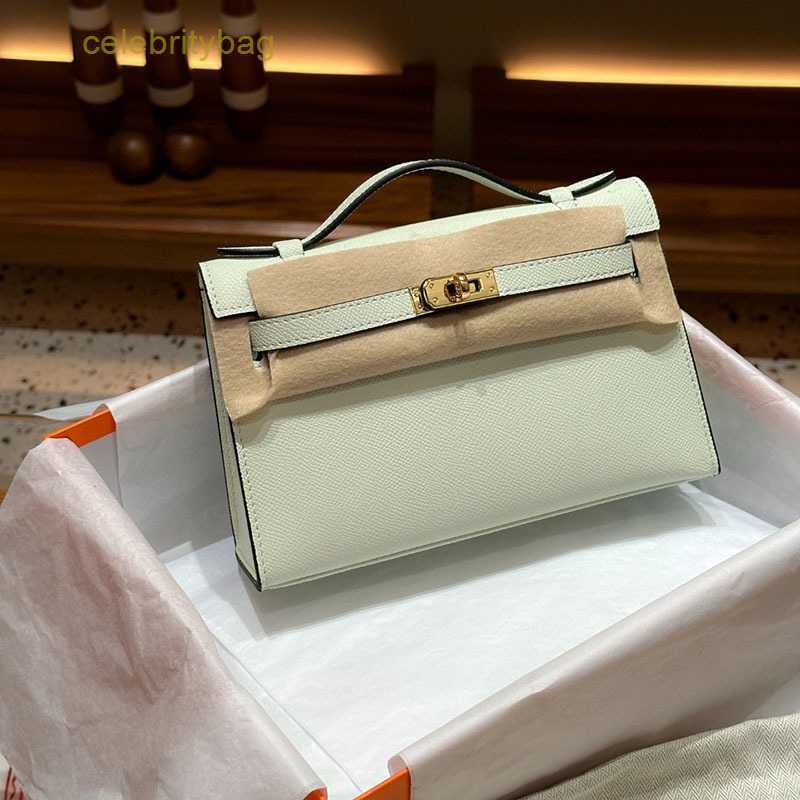 

Designer Kellies Handbags Hemres pattern High-quality carry-on palm one-shoulder messenger bag of the generation handbag 2 has logo AR3F, Grail blue