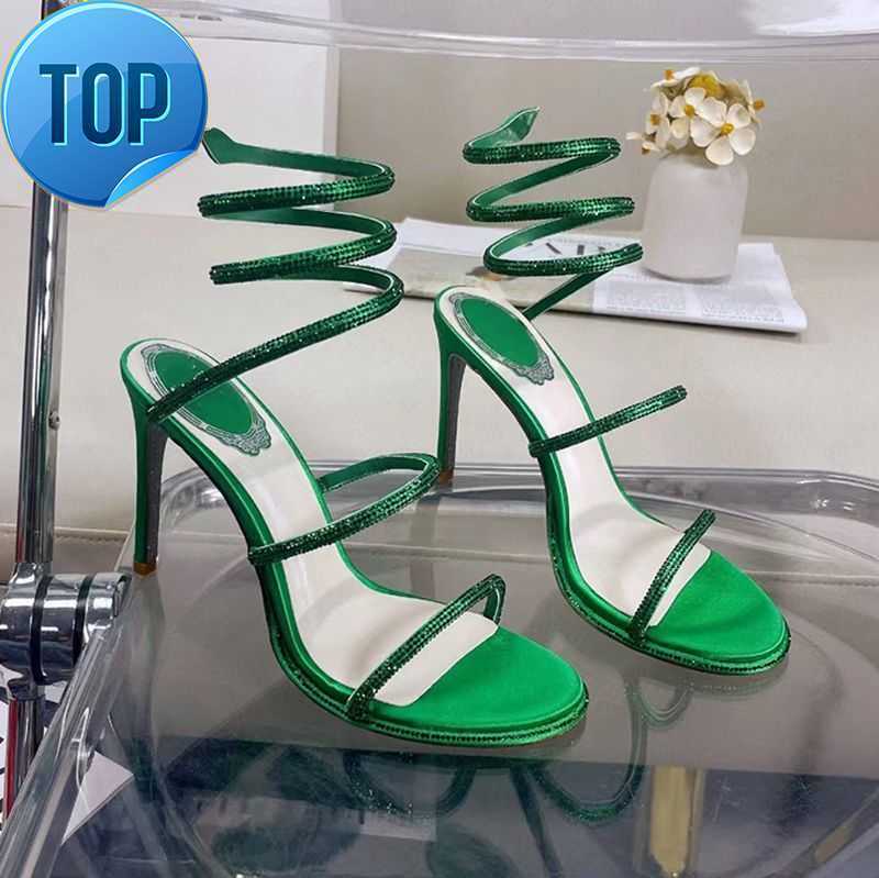 

2022 margot jewel sandals snake twining elegant Sandal 10cm stiletto High heel crystal Gold rhinestone dress shoes Silver soles women summer PumpsheHG, 31