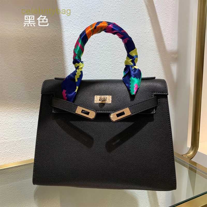 

Designer Kellies Handbags Hemres Bag 2023 New Women's Handbag Crossbody Leather Ladiesbag Palm Pattern has logo 45RH, 20cm version black