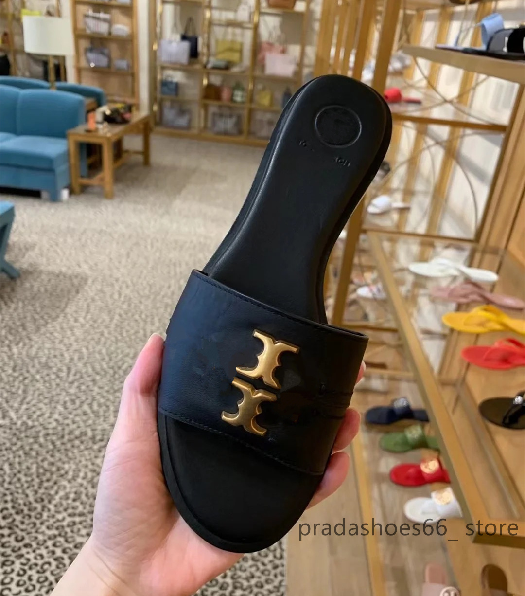 

2023 Summer Beach slippers fashion Loafers Lazy Flat heel flops leather lady Silver Luxury designer Slides women shoes Metal Ladies Sandals Miller Slide Tories, T1 high quality