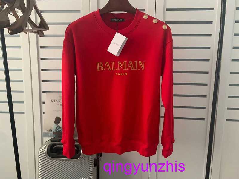 

Designer Ballmians Hoodies online shop Autumn and Winter New Balman Shoulder Gold Buckle Cotton Loose Pullover Long Sleeve Sweater Couple Style, Gold buckle with gold character in