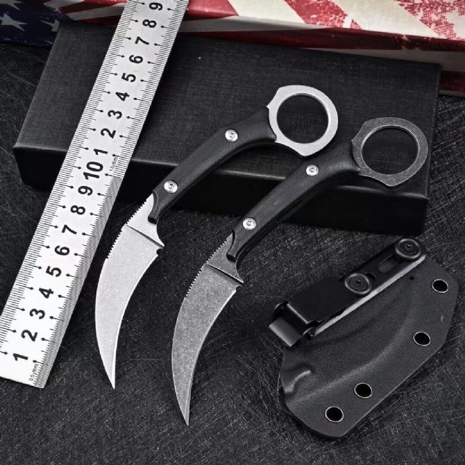 

Basti Karambit Claw Knife D2 Fixed Blade Outdoor Survival Camping Hunting Self Defense Pocket Push Knives UT85 UT88 BM 3400 3551 9400 Godfather 920 CS GO Sea Monster