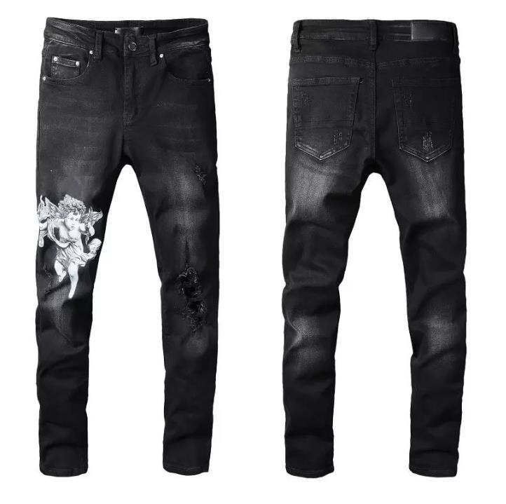

Mens Jeans Cool Style Luxury Designer Denim Pant Distressed Ripped Biker Black Blue Jean Slim Fit Motorcycle, 19