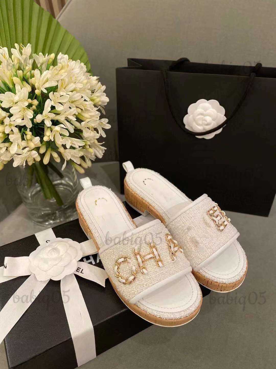 

Designer Slippers High Edition C Small Fragrant Style Platform Shoes Embroidered Flip Flops Beach Roman For Women Thick Heeled Sandals T230408, Green6