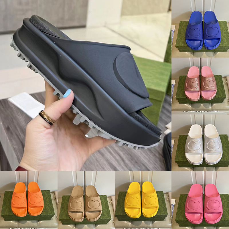 

2023 New style Slippers Sandal Sliders Macaron thick bottom non-slip soft bottom fashion G house slipper women wear beach flip-flops INS