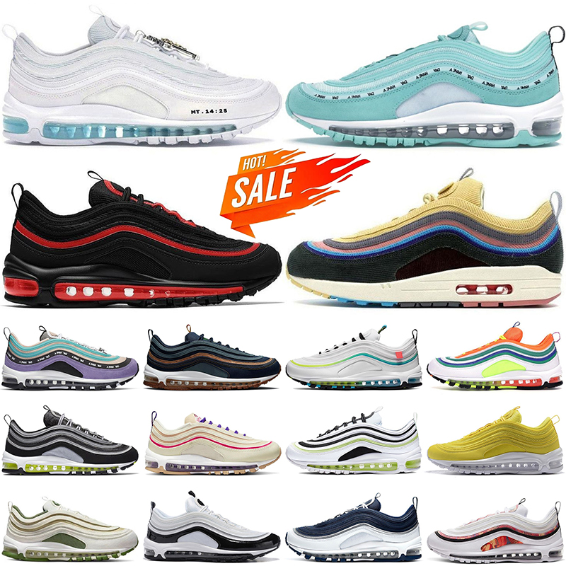 designer running shoes men women 97 97s Pink Purple Bred triple black white silver bullet Metallic Gold Midnight Navy outdoor sports sneakers trainers 