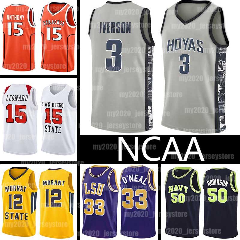 

CUSTOM NCAA Allen 3 Iverson Jerseys Georgetown Hoyas College Bethel High School Camerlo 15 Anthony Kawhi 23 James Leonard Basketball
