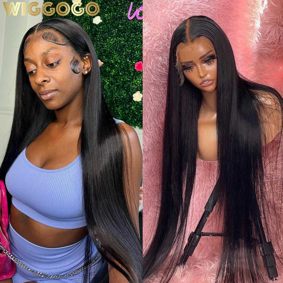 

Lace Wigs Wiggogo 360 Full Lace Human Hair Wig 13X4 13X6 Hd Lace Frontal Wig Glueless 30 Inch Bone Straight Lace Front Wigs For Women W0408, Ombre color