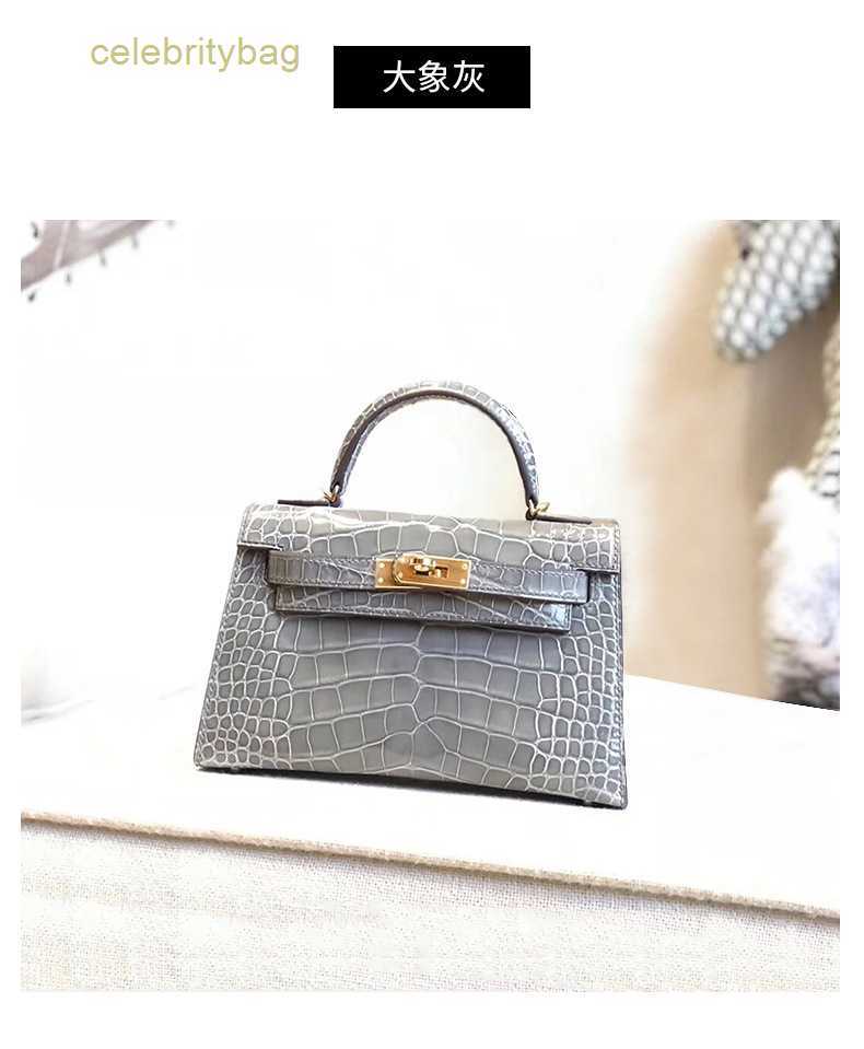 

Designer Kellies Handbags Hemres hand Crocodile pattern mini High quality classic second generation Leather diagonal for women has logo I60I, Black 19cm - silk scarf