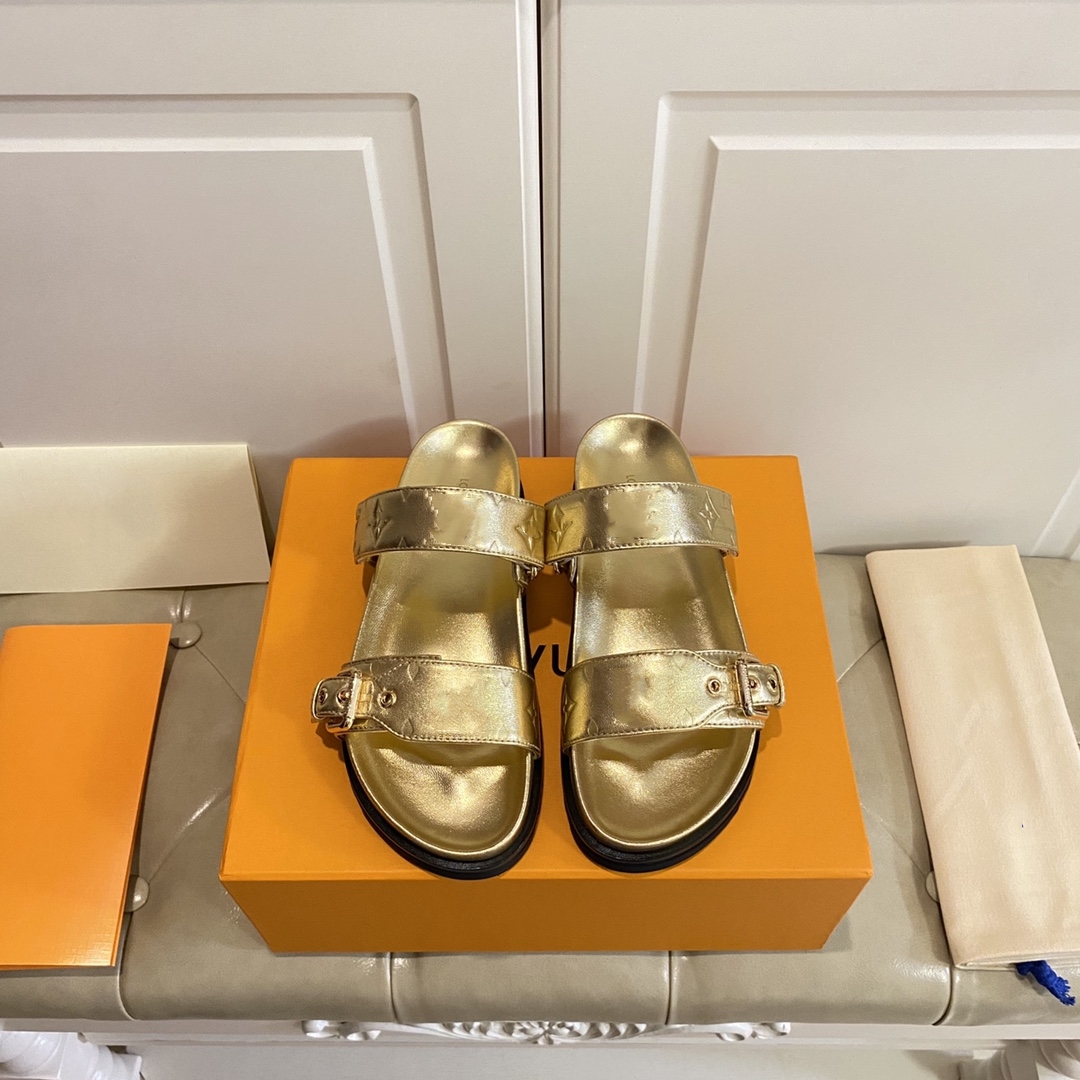 

Designer sandal slipper luxury womens slipper L 2023 new green pink slipper summer flats sizes 35-42