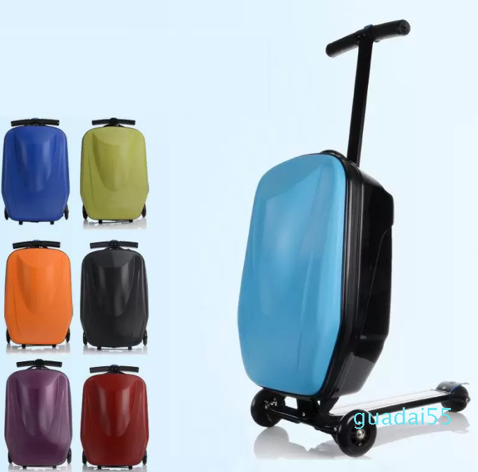 

Suitcases 20 Inch Carry On Scooter Trolley Suitcase Skateboard Luggage Wheels