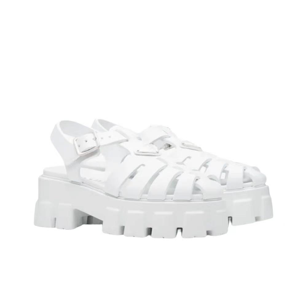 

Sandals 2023 summer new thick-sole mid-heel Baotou hole wheel shoes women's woven Roman sandals