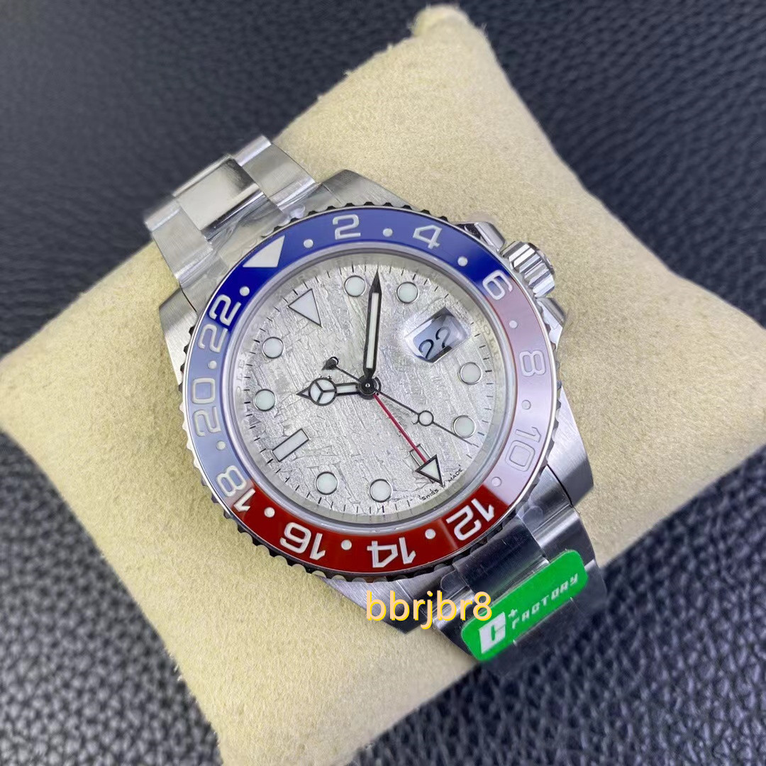 

C Factory watch diameter 40mm carrying 3285 all-in-one GMT function true meteorite plate sapphire crystal glass mirror 904L stainless steel, As shown