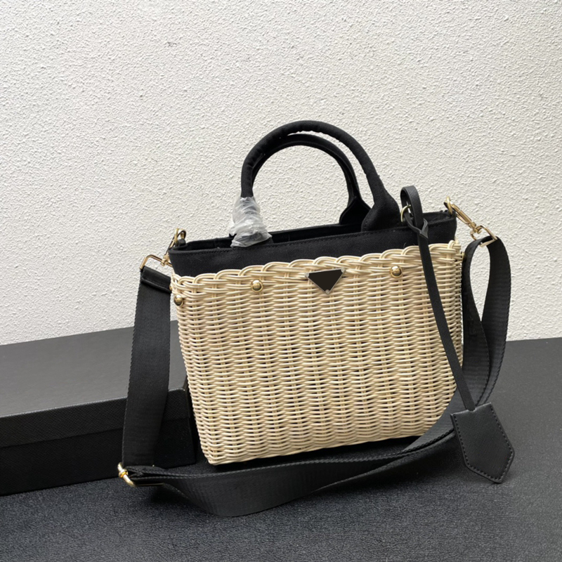 

Straw handbag designer bucket bag Ladies tote bag Wicker and canvas tote bag Straw vegetable basket Woven cow leather Fashion shoulder bag Luxury crossbody bags New, #2 size:26x20x12cm
