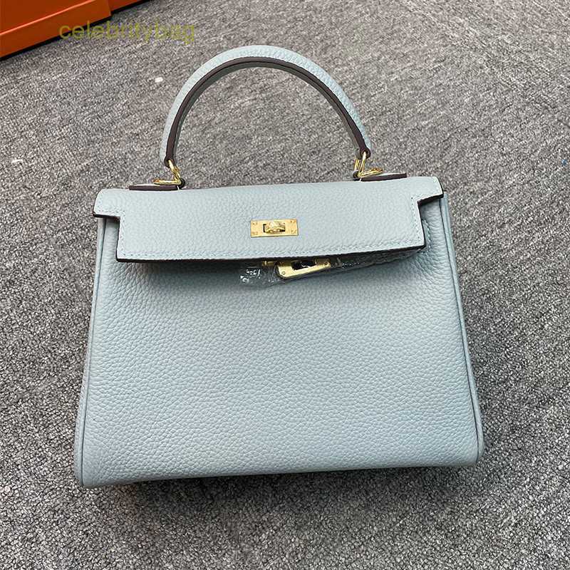 

Designer Kellies Handbags Hemres 2023 Bag Women's New Top Layer Cowhide Litchi Pattern Oblique Cross Large Capacity Commuting One Shoulder Handbag has logo CJTH, Dark brown