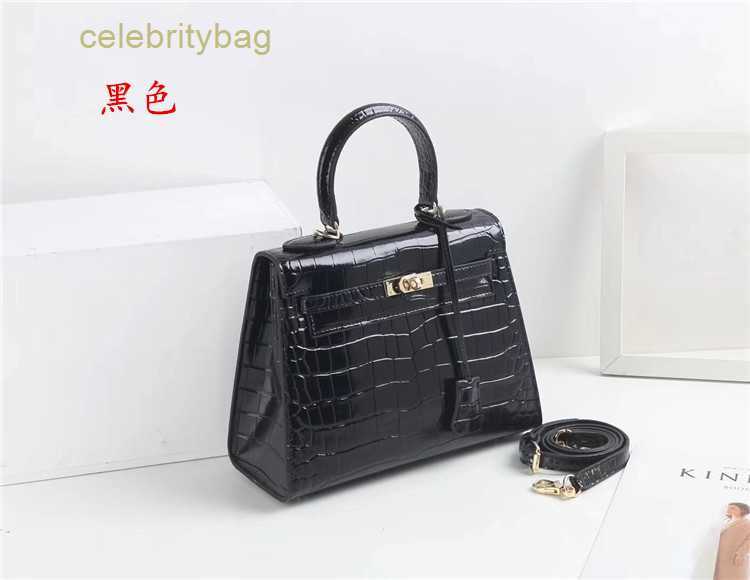 

Designer Kellies Handbags Hemres Crocodile New Women's Bag Fashion Cowhide One Shoulder Crossbody Handbag has logo VYT4, Himalaya 25cm