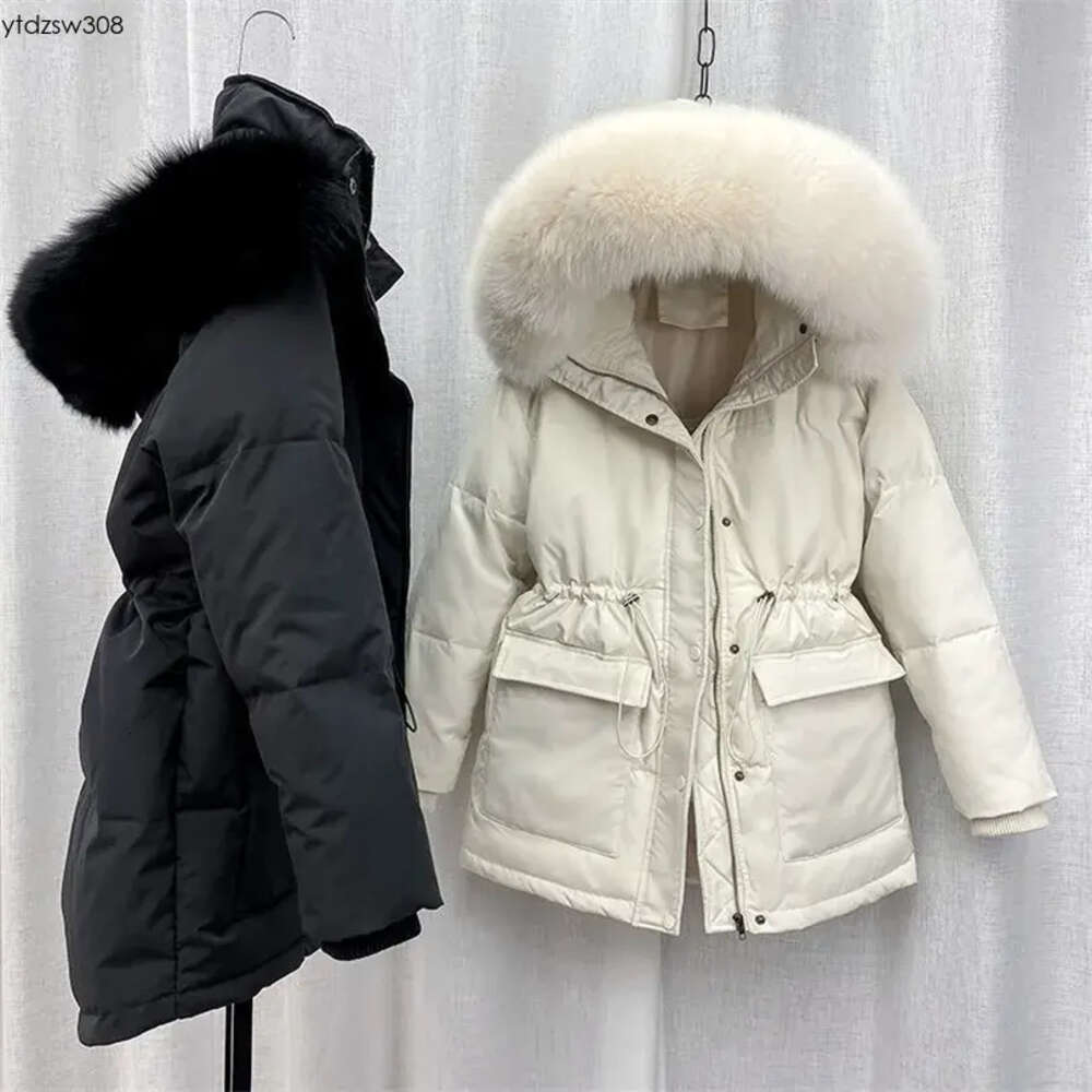Womens Cotton Padded Parka Big Fur Collar Down Winter Jacket Women Thick Warm Parkas Female Outerwear 220912